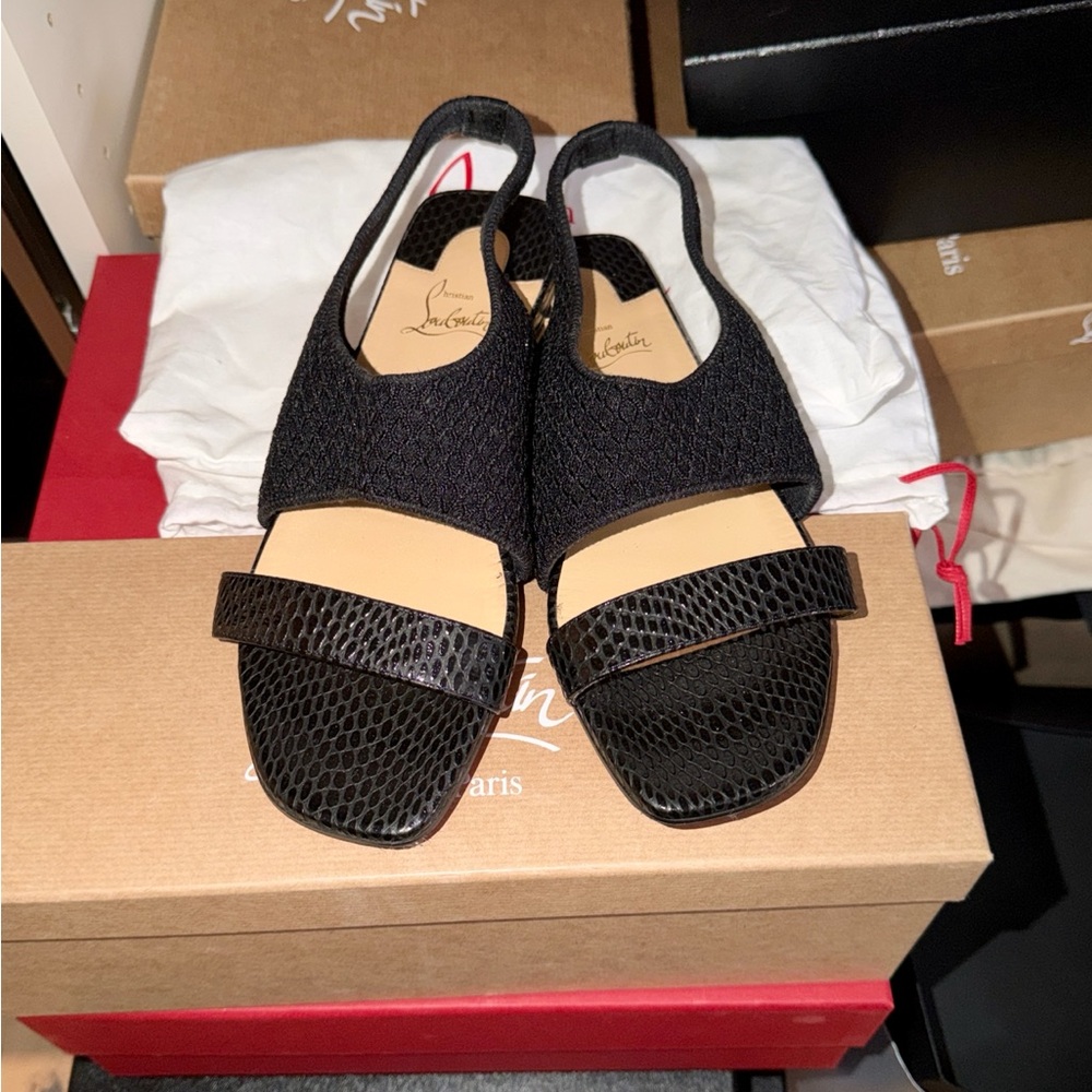 EUC Christian Louboutin Snake Skin Textured Sandals - Picture 7 of 7